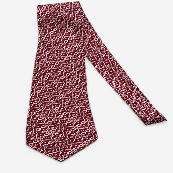 Rhodia Tie Vintage 1970's Wide Polyester Disco Loud Mod Paisley Geometric Red - Picture 3 of 6